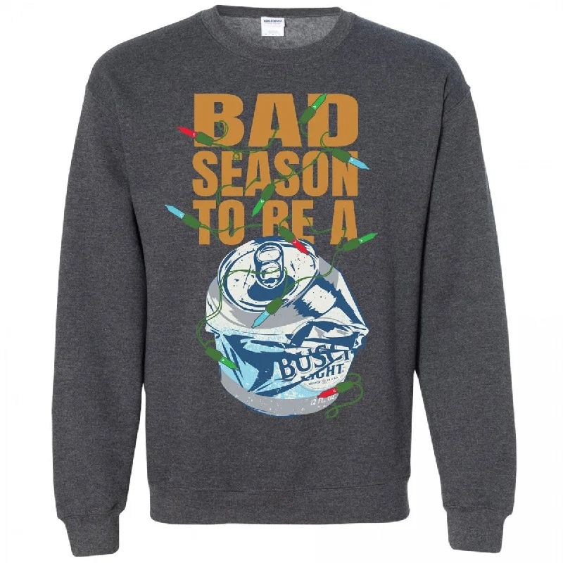 Men's Sweaters with Built-In ScarvesBusch Light Bad Season To Be A Can Grey Colorway Sweatshirt Men's Sweaters with Built-In ScarvesBusch Light Bad Season To Be A Can Grey Colorway Sweatshirt