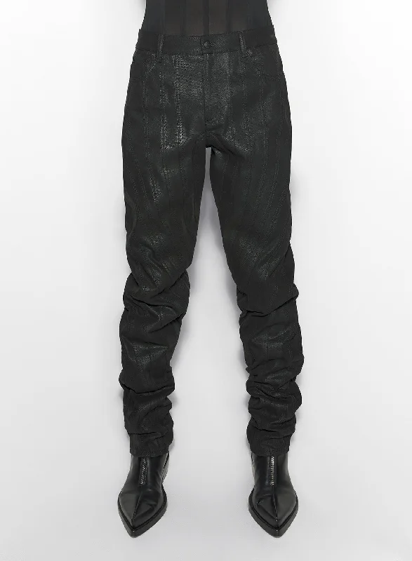 Men's Short-Inseam Dress Pants for Stylewaxed black spiral baggy jeans