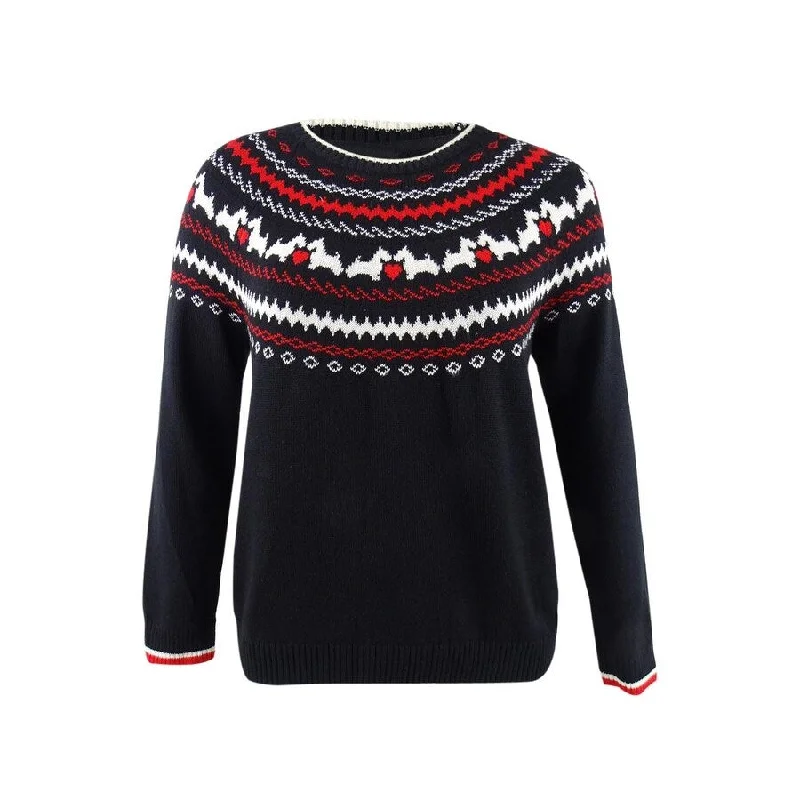 Trendy Men's Oversized SweatersCharter Club Men's Scottie Fair Isle Sweater (M, Deep Black Combo)