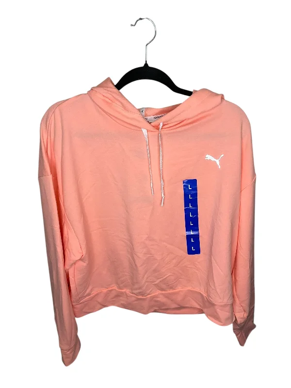 Cool Men's Graphic HoodiesAthletic Sweatshirt Hoodie By Puma In Coral, Size: L