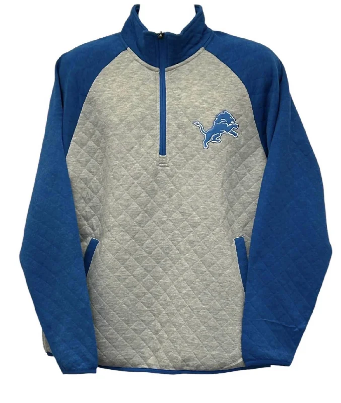 Men's Sweaters with Fair Isle PatternsMen's Detroit Lions 1/4-Zip Pullover In Grey