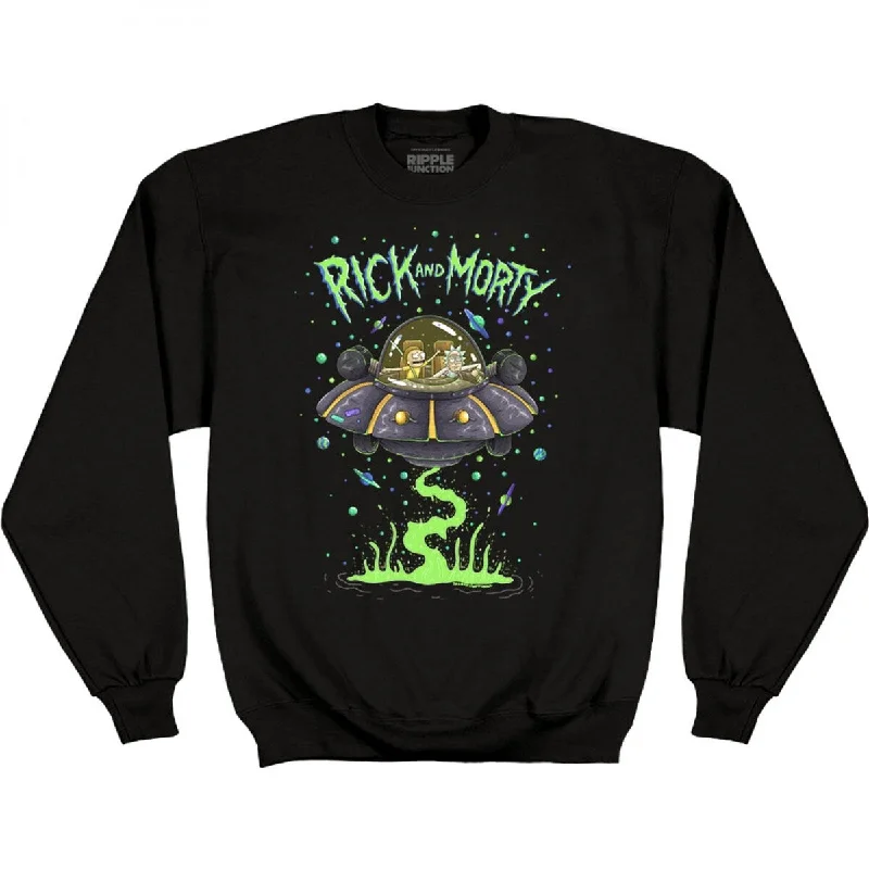 Men's Sweaters with High-Neck DesignsRick And Morty Spaceship Dumping Sweatshirt