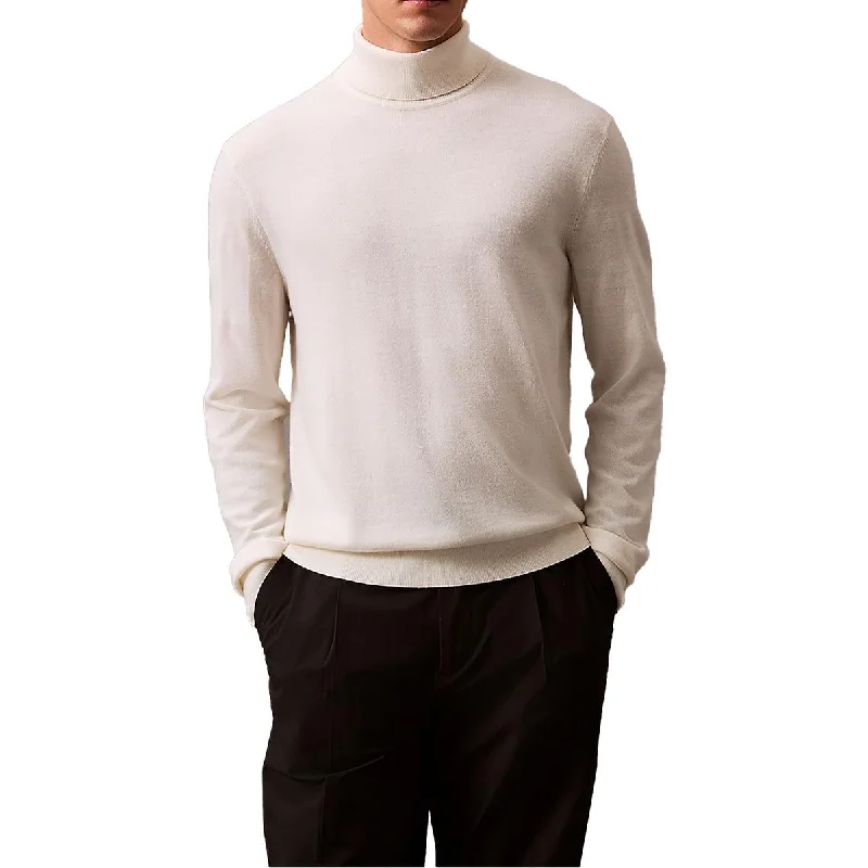Men's Sweaters for SpringMens Solid Knit Turtleneck Sweater