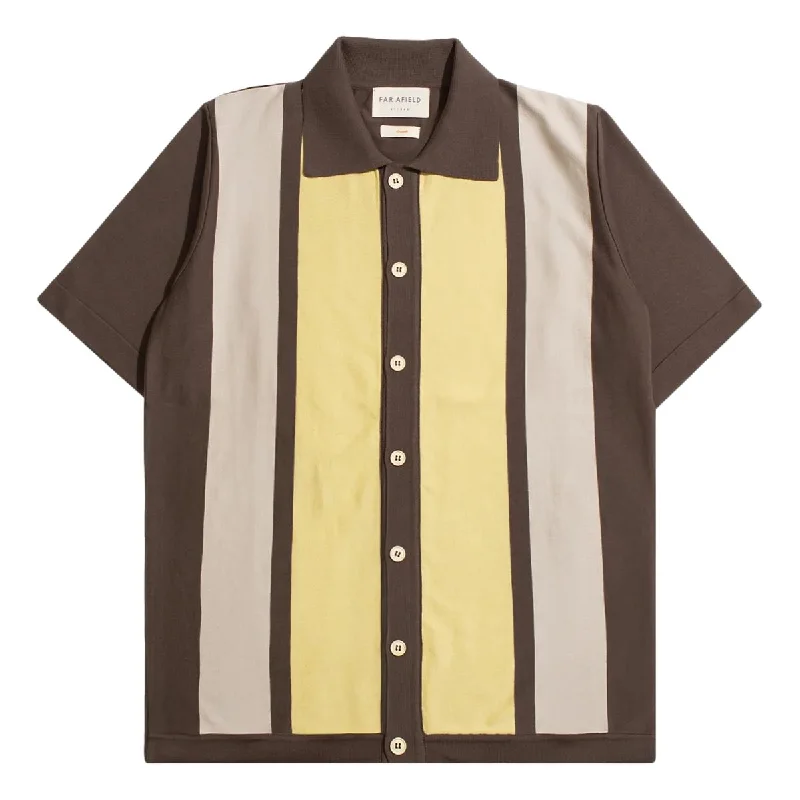 Stylish Men's HenleysVelzy Cardigan Neto Stripe Dark Brown