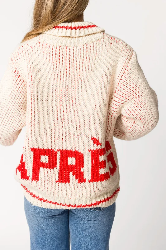 Classic Men's Wool SweatersApres Heavy Sweater Zip-Up in Cream Red