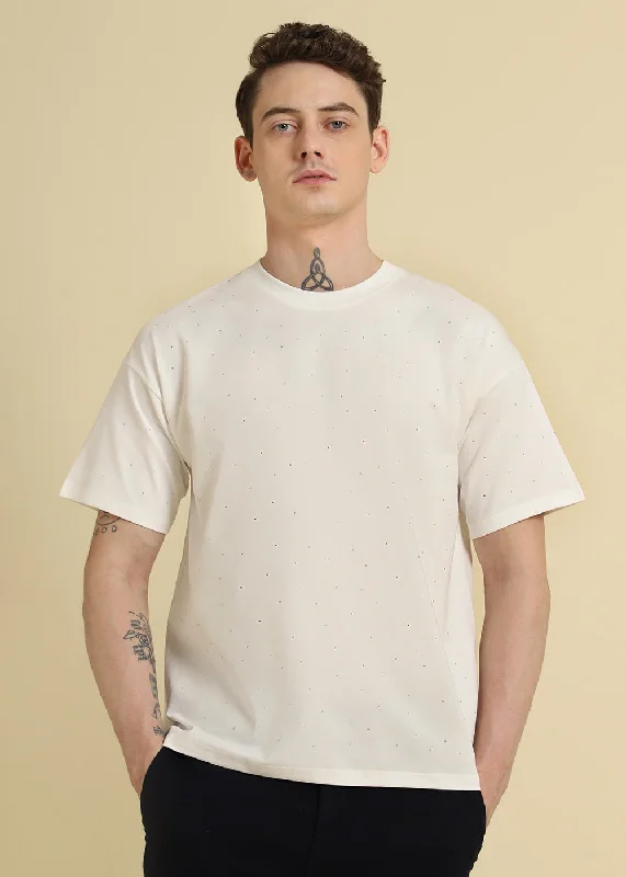 Men's Shirts with Graphic PrintsStud White Oversized T-shirt