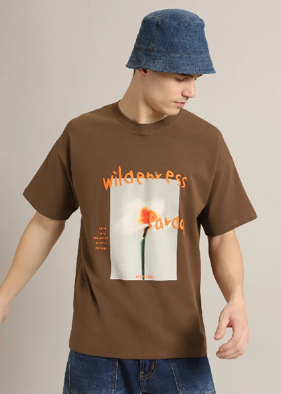 Men's Shirts with Hidden ButtonsWild Brown Oversized T-shirt