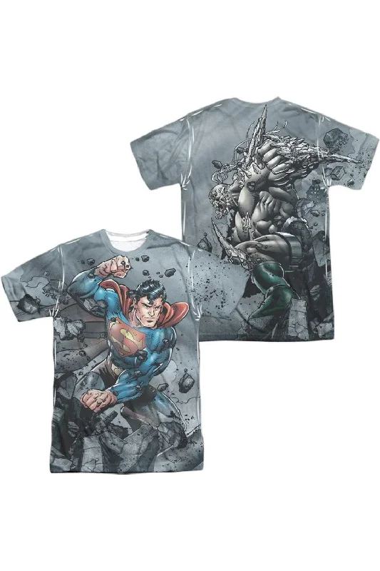 Men's Shirts with Embellished CollarsSuperman Superman Vs Doomsday (Front/Back Print) Short Sleeve Adult 100% Poly Crew Tee / T-Shirt Men's Shirts with Embellished CollarsSuperman Superman Vs Doomsday (Front/Back Print) Short Sleeve Adult 100% Poly Crew Tee / T-Shirt