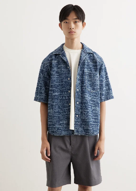 Men's Shirts for Outdoor ActivitiesPrinted Denim Shirt