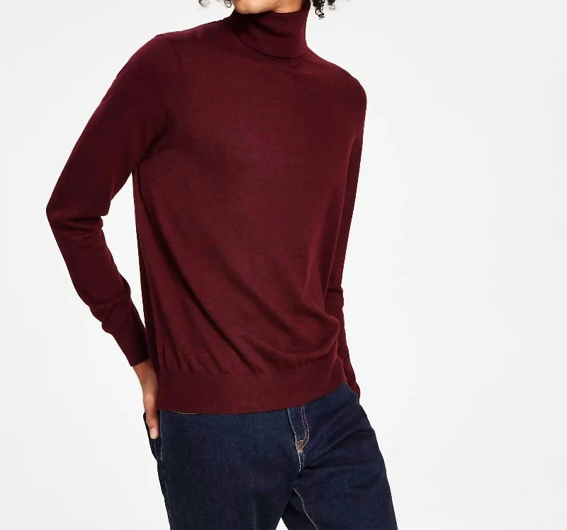 Men's Sweaters with Zip-Up CollarsLuxe Fine Gauge Turtleneck In Black Currant