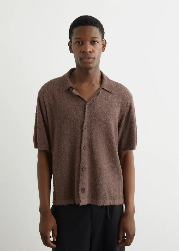 Men's Shirts with Barrel CuffsNineteen Seventy Boucle Knit Short Sleeve Shirt