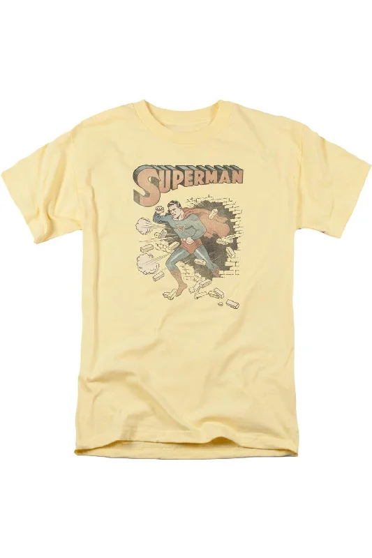 Men's Shirts with Hidden PocketsSuperman Vintage Breakthrough Short Sleeve Adult Tee / T-Shirt Men's Shirts with Hidden PocketsSuperman Vintage Breakthrough Short Sleeve Adult Tee / T-Shirt