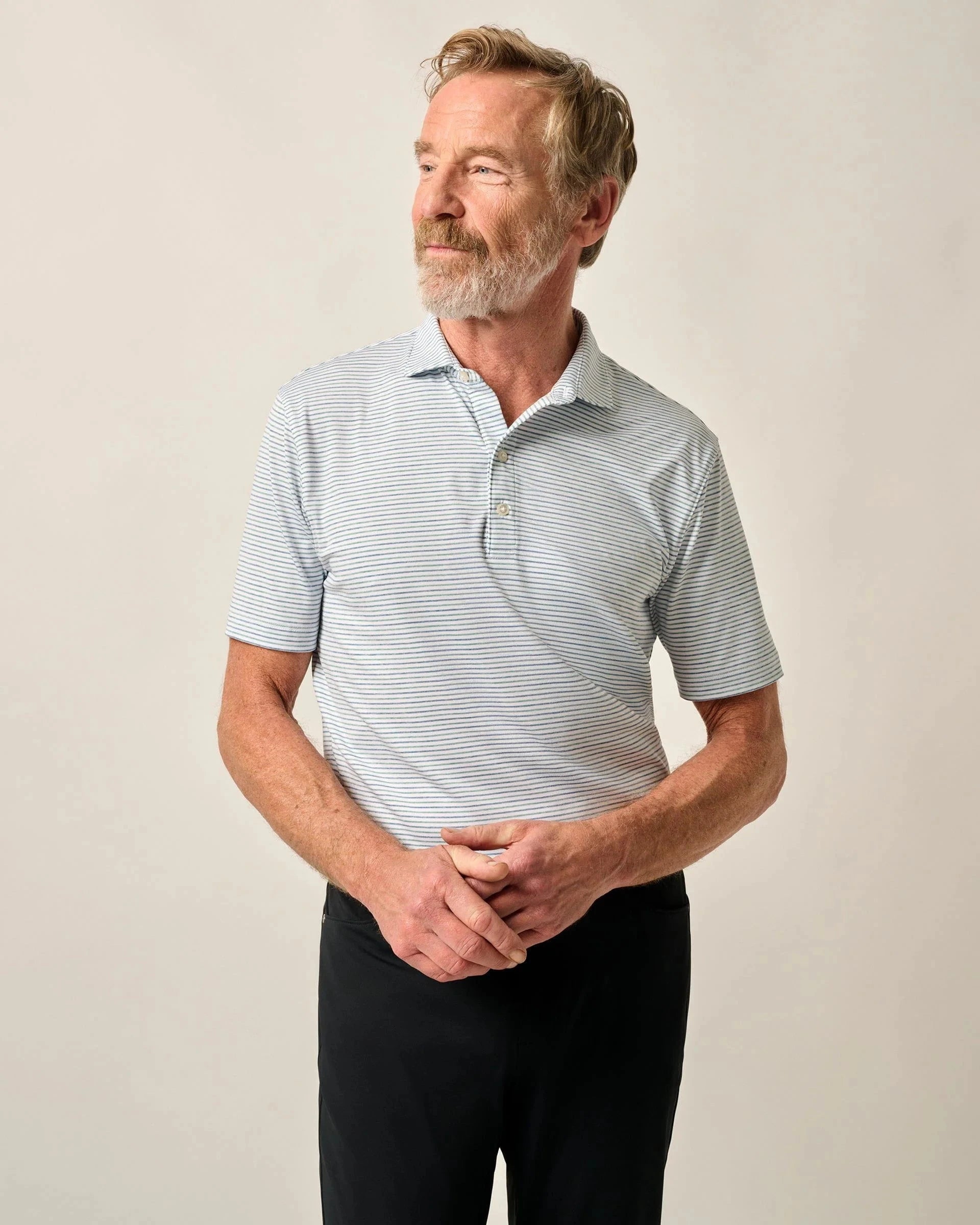 Men's Shirts with Contrast StitchingJohnnie-O Performance Jersey Polo - Vik Stripe