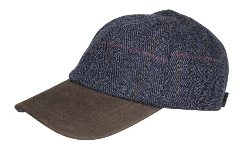 Gentlemen's Bowler HatsHW59 - Leather Peak Tweed Baseball Cap - NAVY