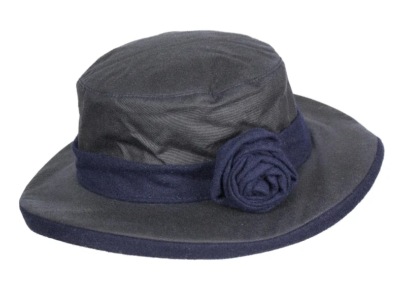 Oversized Bucket HatsHW21 - Women's Rose Wax Hat - NAVY