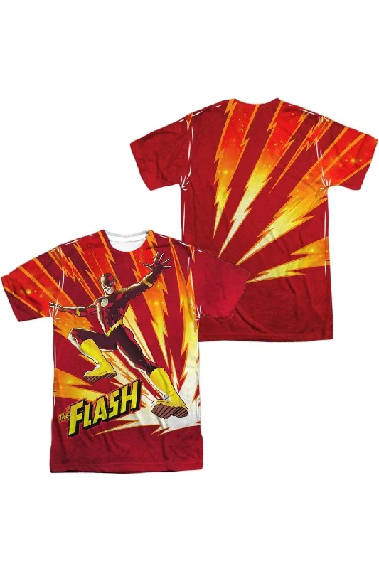 Men's Shirts with Full PlacketsJustice League of America Lightning Fast (Front/Back Print) Short Sleeve Adult 100% Poly Crew Tee / T-Shirt Men's Shirts with Full PlacketsJustice League of America Lightning Fast (Front/Back Print) Short Sleeve Adult 100% Poly Crew Tee / T-Shirt