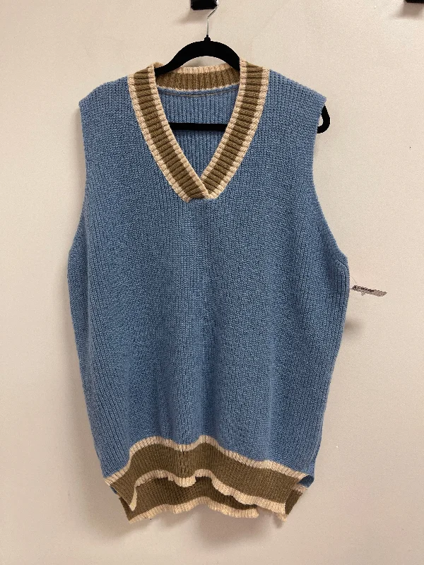Men's Coats with ZippersVest Sweater By Clothes Mentor In Blue, Size: 4x