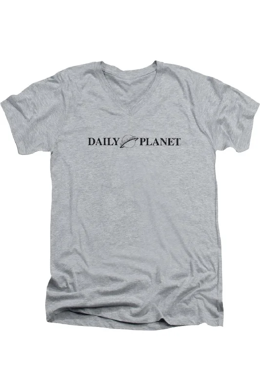 Men's Shirts with Belt LoopsSuperman Daily Planet Logo Short Sleeve Adult V Neck Premium Cotton Tee / T-Shirt Men's Shirts with Belt LoopsSuperman Daily Planet Logo Short Sleeve Adult V Neck Premium Cotton Tee / T-Shirt