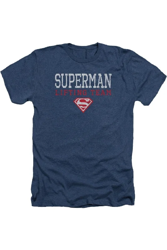 Men's Shirts with Zippered PocketsSuperman Lifting Team Adult Heather Tee / T-Shirt