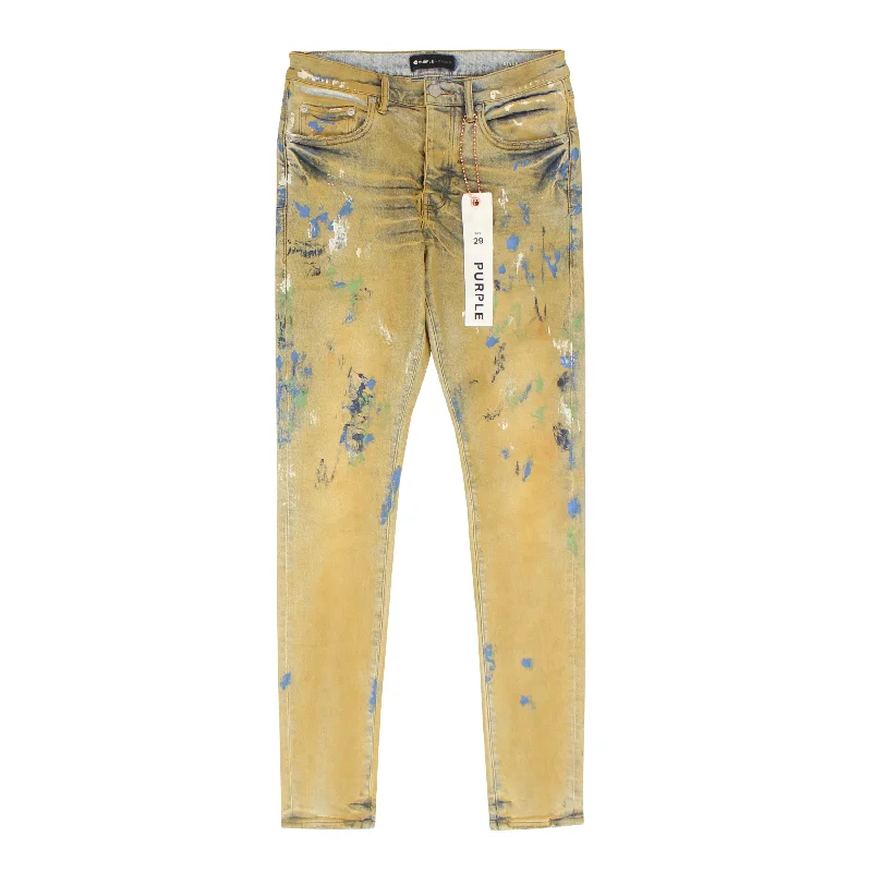 Hipster Skinny Men's JeansPurple Brand Cathay Spice Over Light W/ Paints - Indigo