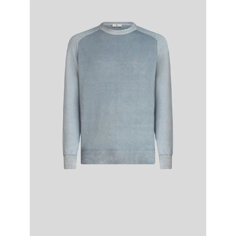 Elegant Men's Shawl-Collar SweatersWOOL JUMPER WITH LOGO