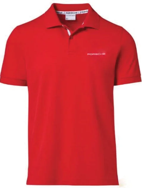 Men's Shirts with Rounded HemlinesMen's Polo Shirt with PORSCHE lettering , Red - USA only release Men's Shirts with Rounded HemlinesMen's Polo Shirt with PORSCHE lettering , Red - USA only release