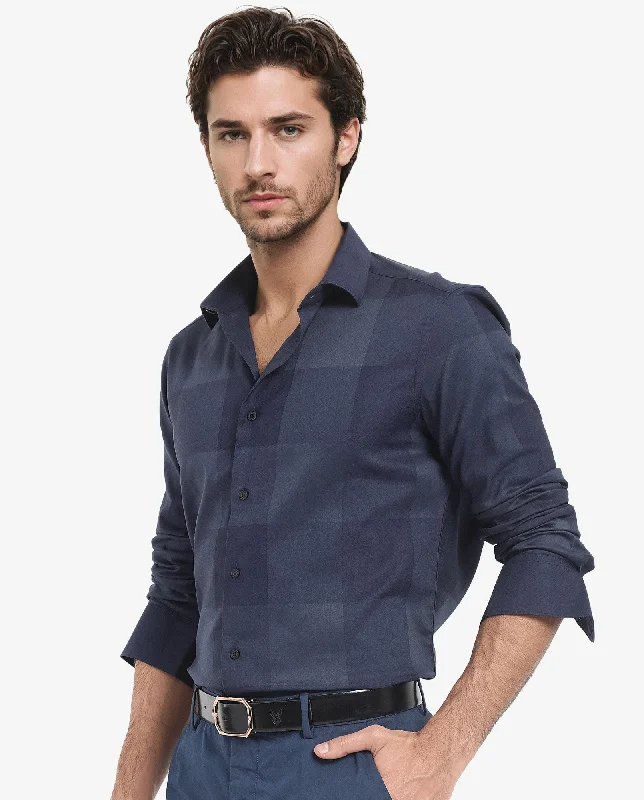 Men's V-Neck T-Shirts for a Flattering ShapeRare Rabbit Men's Santhe Navy Cotton Lycra Fabric Full Sleeves Regular Fit Tonal Checks Shirt Men's V-Neck T-Shirts for a Flattering ShapeRare Rabbit Men's Santhe Navy Cotton Lycra Fabric Full Sleeves Regular Fit Tonal Checks Shirt