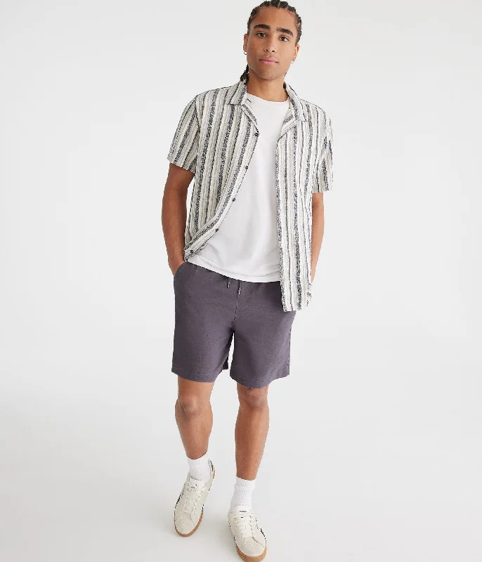Warm-Weather Men's Linen and Cotton Casual ShortsAeropostale Solid Linen Shorts 7"