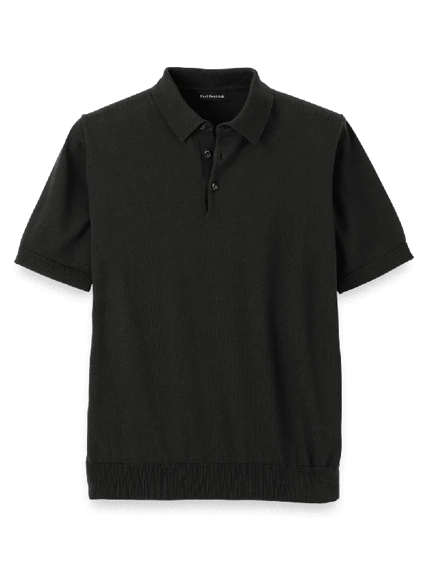 Patterned Men's Hawaiian ShirtsSupima Cotton Three Button Polo - Black