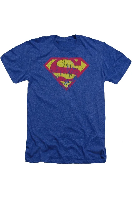 Casual Men's T-ShirtsSuperman Classic Logo Distressed Adult Heather Tee / T-Shirt