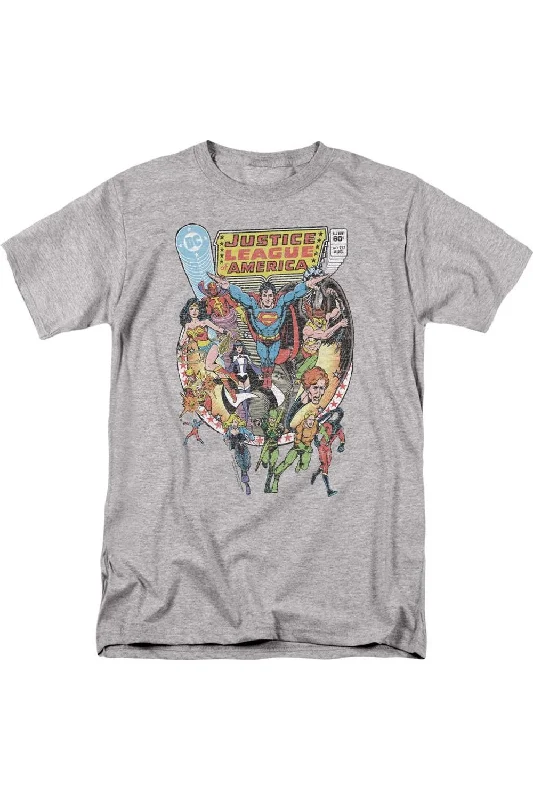 Lightweight Men's Linen ShirtsJustice League of America Team Up Short Sleeve Adult Tee / T-Shirt