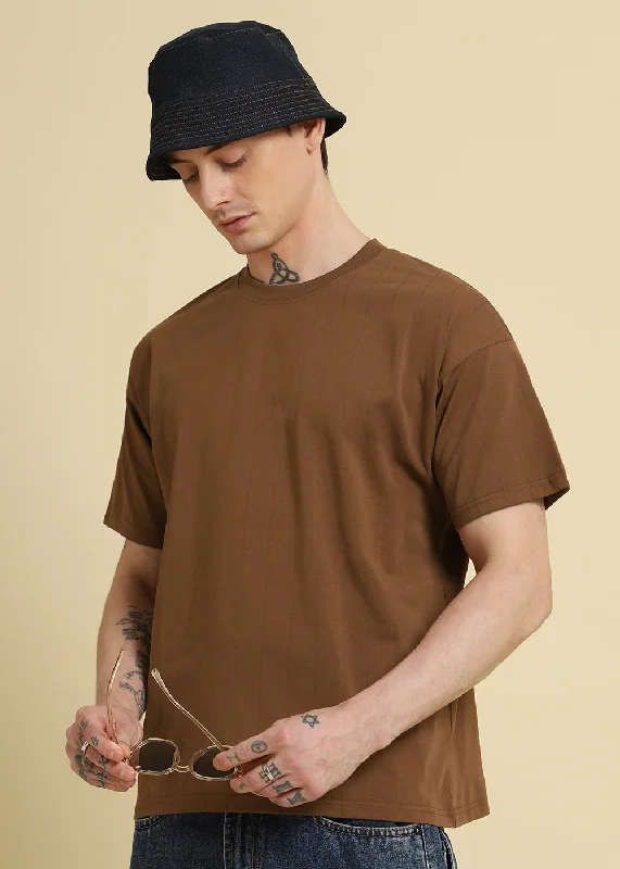 Men's Performance Shirts for SportsBrown Striped Oversized T-shirt
