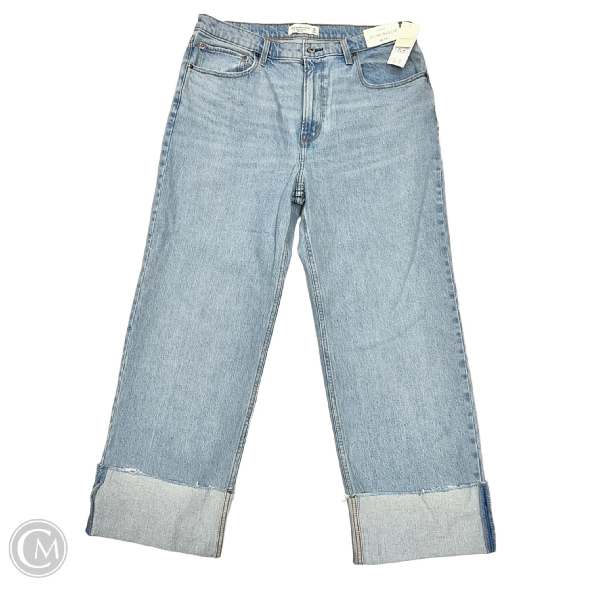 Yoked Back Men's JeansJeans Straight By Abercrombie And Fitch In Blue Denim, Size: 14