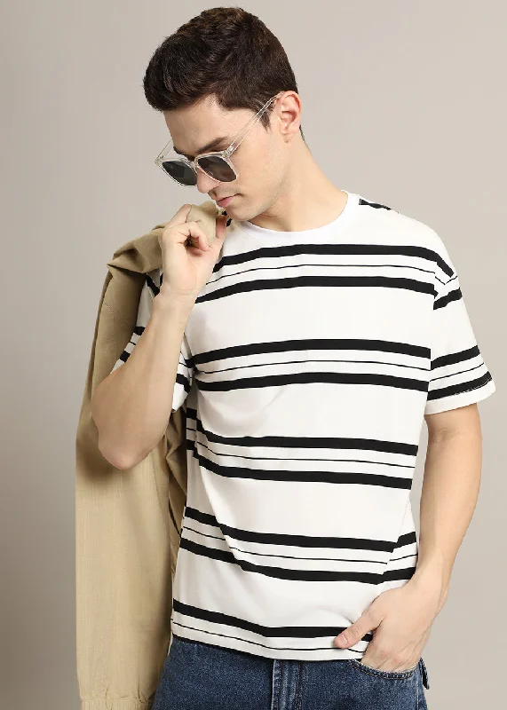 Men's Shirts with Plaid PatternsWhite And Black Stripe T-Shirt