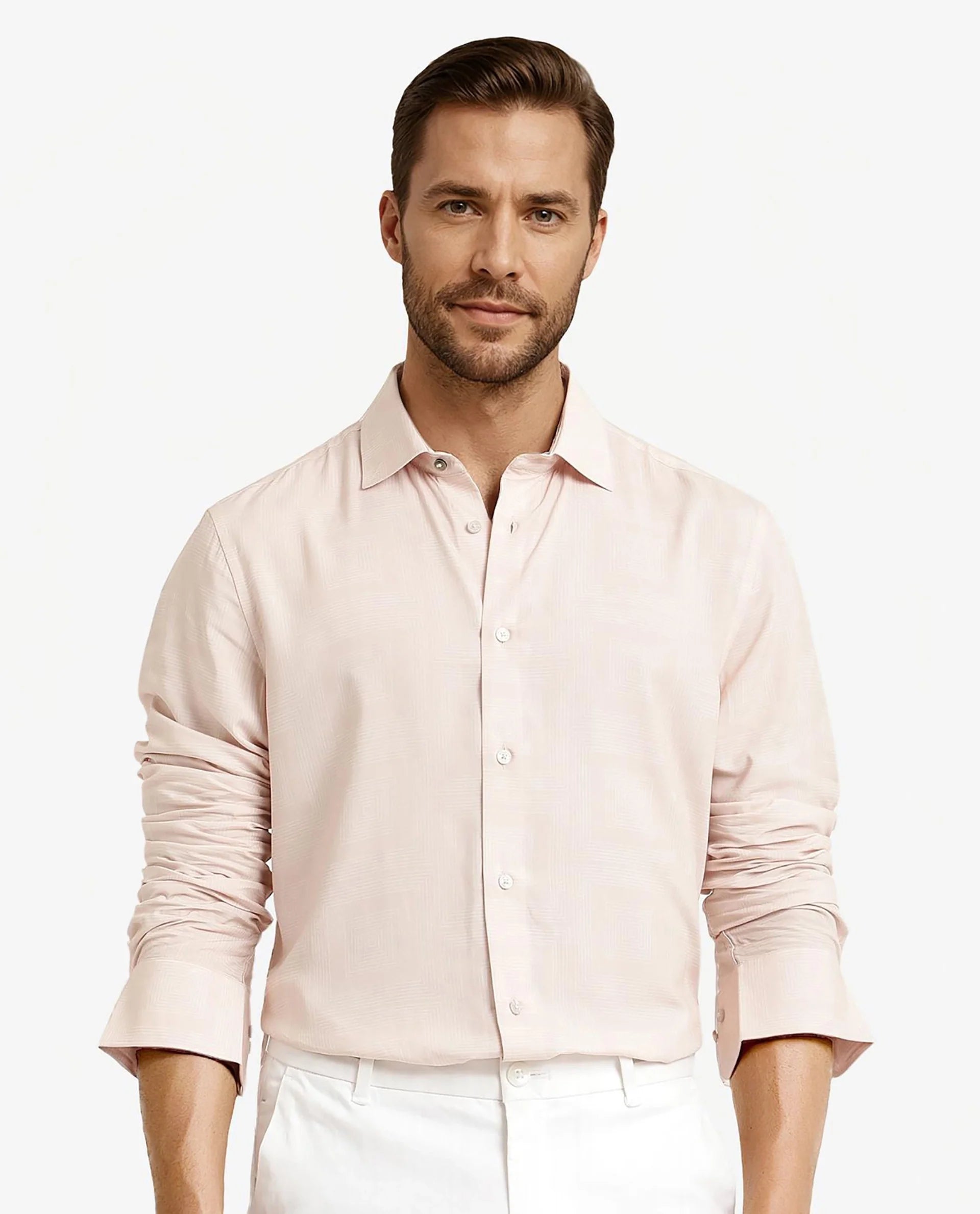 Men's Polo Shirts for Sports and Casual WearRare Rabbit Men Swift Beige Viscose Fabric Full Sleeve Regular Fit Geometric Print Shirt Men's Polo Shirts for Sports and Casual WearRare Rabbit Men Swift Beige Viscose Fabric Full Sleeve Regular Fit Geometric Print Shirt