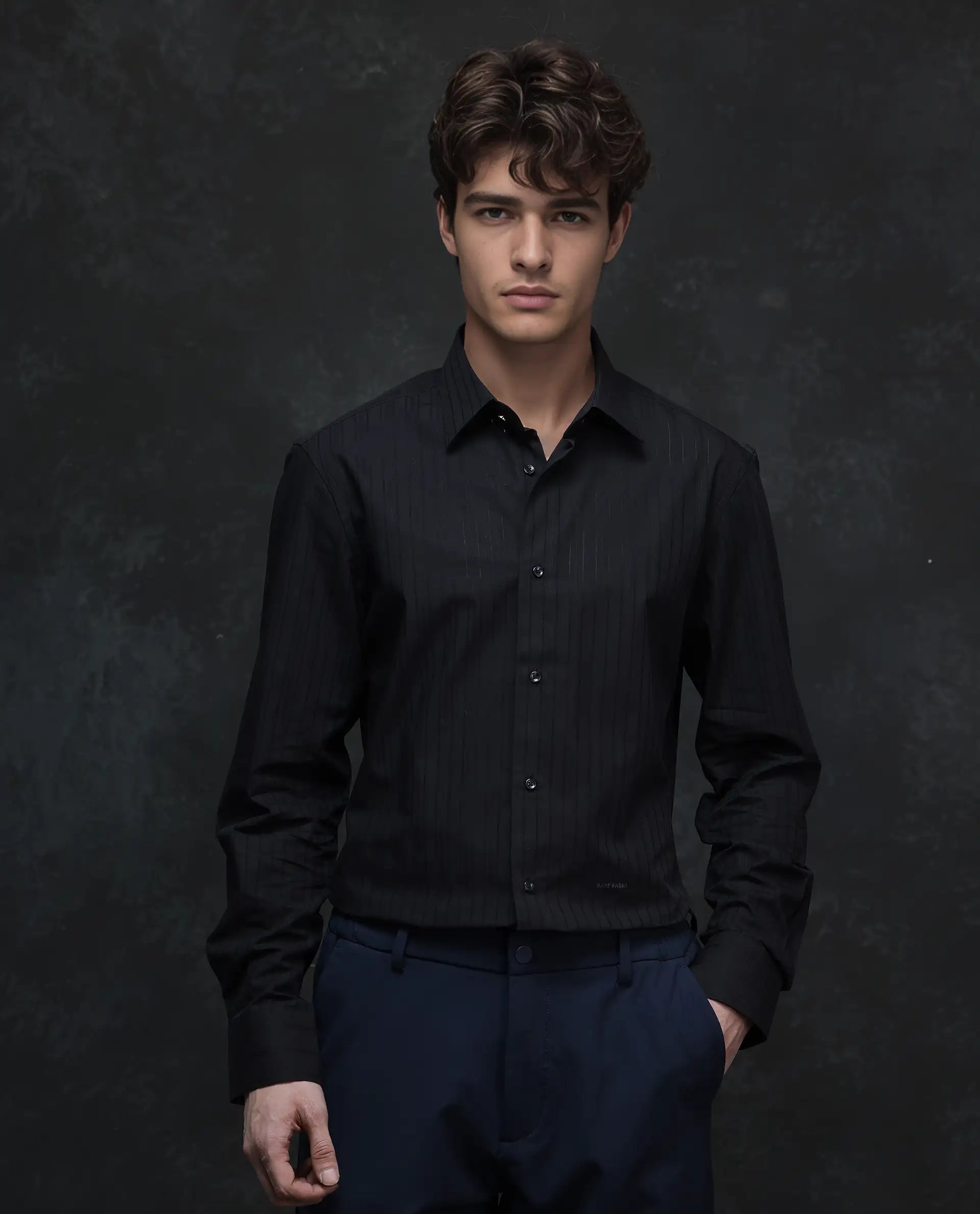 Men's Patterned Dress Shirts for a Unique TwistRare Rabbit Men Repo Black Cotton Fabric Half Sleeve Collared Neck Button Closure Regular Fit Plain Shirt Men's Patterned Dress Shirts for a Unique TwistRare Rabbit Men Repo Black Cotton Fabric Half Sleeve Collared Neck Button Closure Regular Fit Plain Shirt