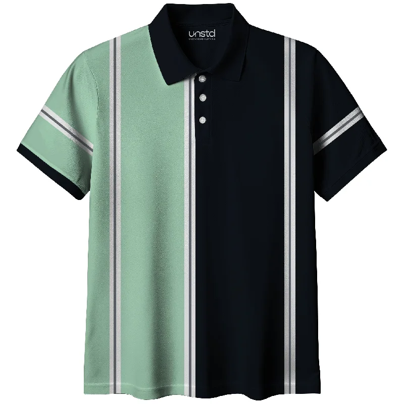 Men's Shirts with Checkered PatternsPista Navy Vertical Stripe Polo T-shirt