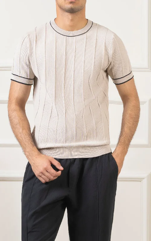 Men's Shirts with Hook-and-Loop ClosuresSWEATER KNIT SHIRT BEIGE