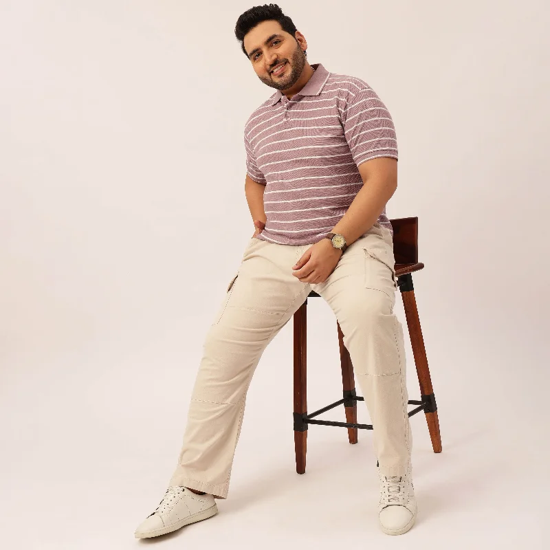 Layered Men's VestsLilac Striped Premium Polo T-shirt