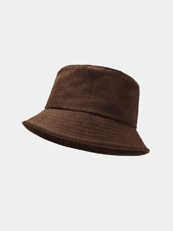 Casual Beanie CapsSolid Color Check Corduroy Bucket Hat