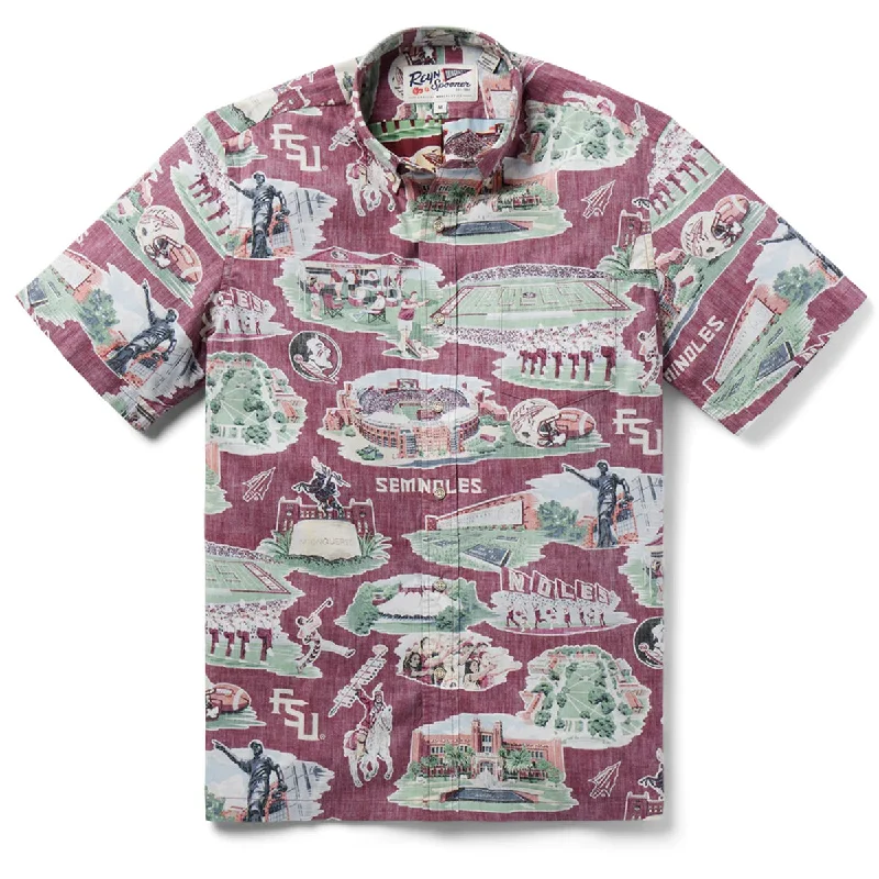 Men's Shirts with Surplice HemlinesReyn Spooner Men's Florida State University Scenic Short Sleeve Button Up - Garnet Men's Shirts with Surplice HemlinesReyn Spooner Men's Florida State University Scenic Short Sleeve Button Up - Garnet