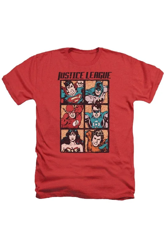 Men's Shirts with Appliqué DetailsJustice League of America Rough Panels Adult Heather Tee / T-Shirt Men's Shirts with Appliqué DetailsJustice League of America Rough Panels Adult Heather Tee / T-Shirt