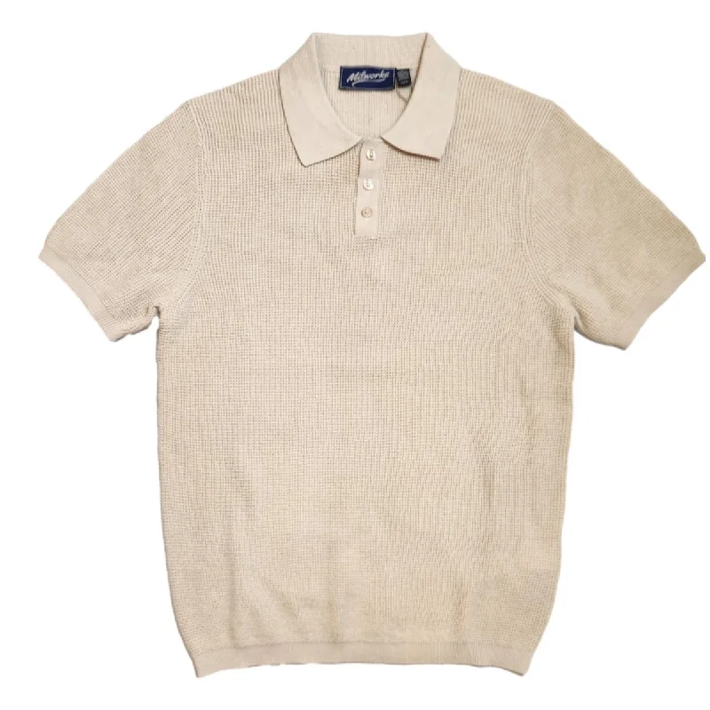 Men's Long-Sleeved ShirtsShort Sleeve Knit Polo Ecru