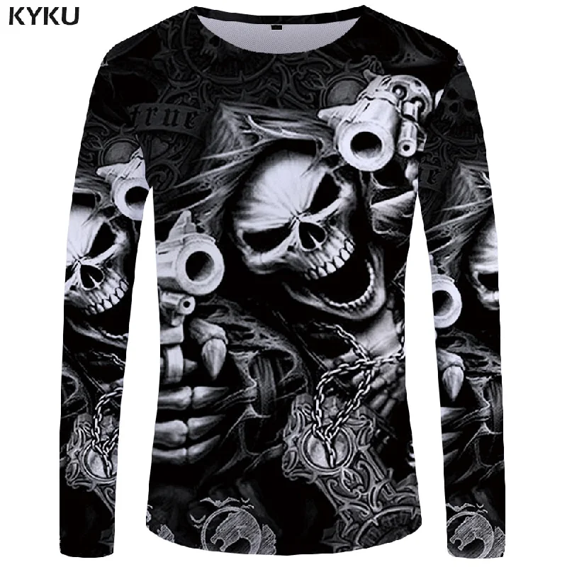 Men's Neutral-Tone Shirts for Versatile StylingSkull Long Sleeve T shirt