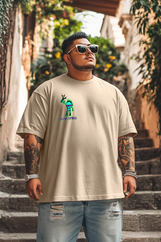 Men's Shirts with Geometric PatternsPunk Beige Oversized Plus Size Graphic Printed Tshirt Men's Shirts with Geometric PatternsPunk Beige Oversized Plus Size Graphic Printed Tshirt