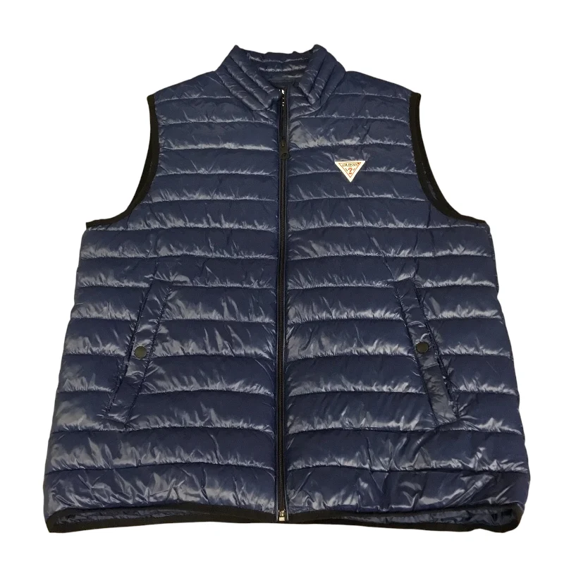 Men's Coats with Tactical FeaturesVest Puffer & Quilted By Guess In Blue, Size: L