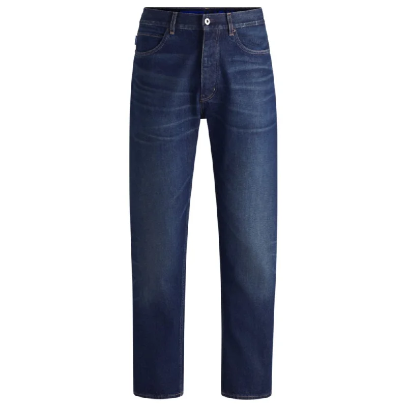 Jeans for Men with a Curvy BodyRegular-fit jeans in dark-blue stonewashed denim