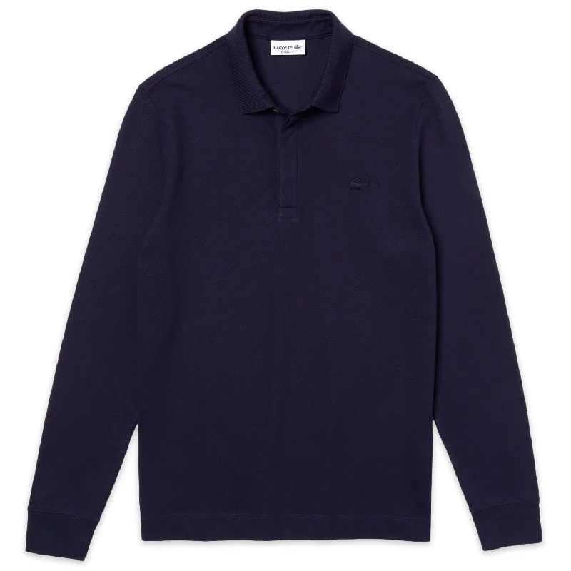 Men's Shirts with Convertible CollarsLacoste Long Sleeve Paris Stretch Polo PH2481 - Navy