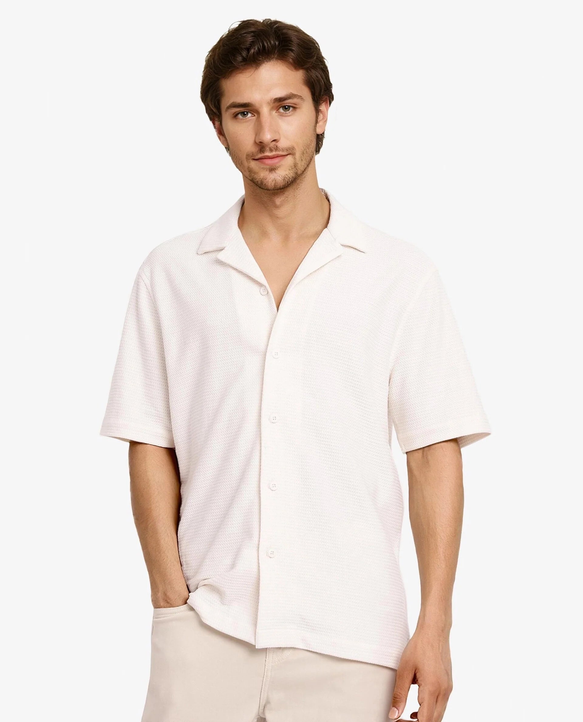 Men's Patterned Dress Casual Shirts for Smart-Casual EventsRare Rabbit Men Site Ss Off White Short Sleeve Collared Neck Button Closure Regular Fit Plain Shirt Men's Patterned Dress Casual Shirts for Smart-Casual EventsRare Rabbit Men Site Ss Off White Short Sleeve Collared Neck Button Closure Regular Fit Plain Shirt