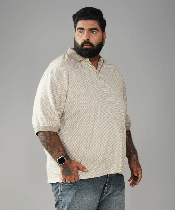 Men's Unique and Designer TopsBeige Jacquard Premium Polo T-shirt